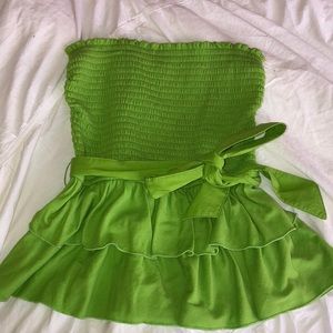 super cute green ruffled tube top